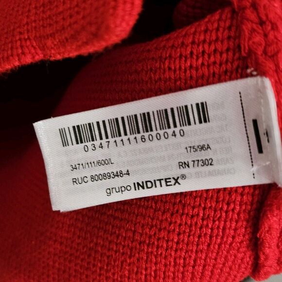 Zara Cardigan Large Red Knit Gold Button Collar Lapel Sweater Bloggers Fave NWOT - Picture 6 of 10